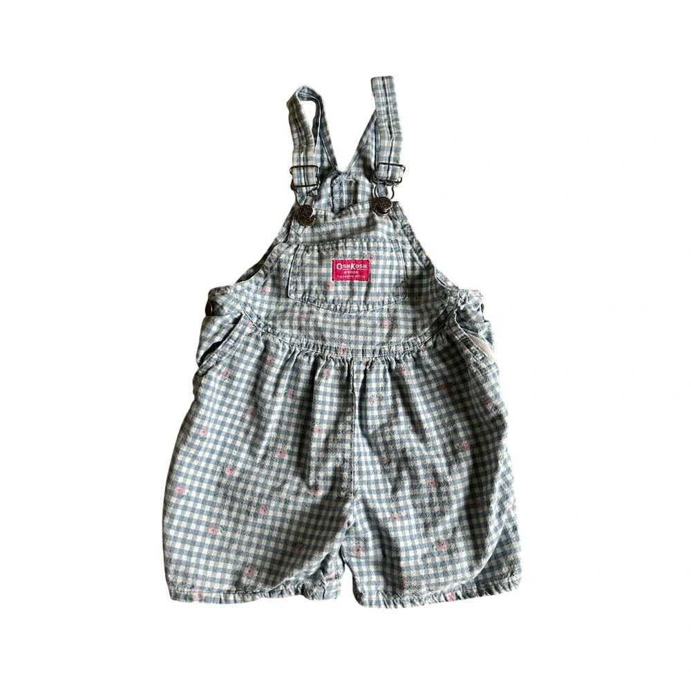Vintage Oshkosh Floral Gingham Shortalls Toddler Girl 5 Bibs Cottagecore Boho